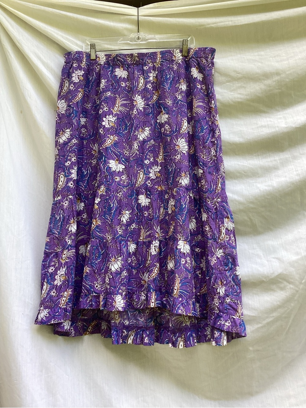 J. Jill Purple Floral High-Low Tiered Skirt, size XL